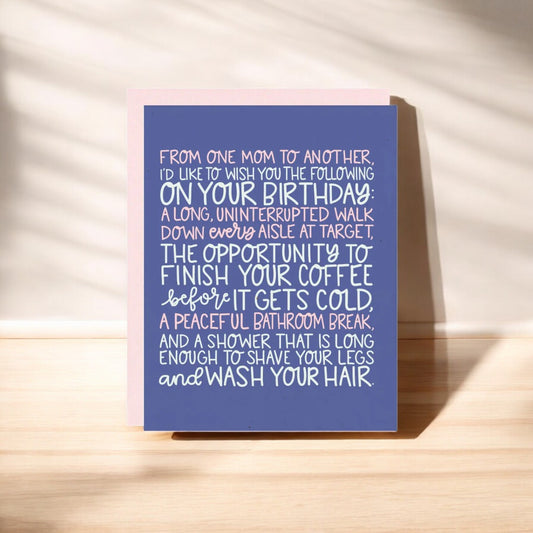 From One Mom To Another - Birthday Greeting Card - Mellow Monkey