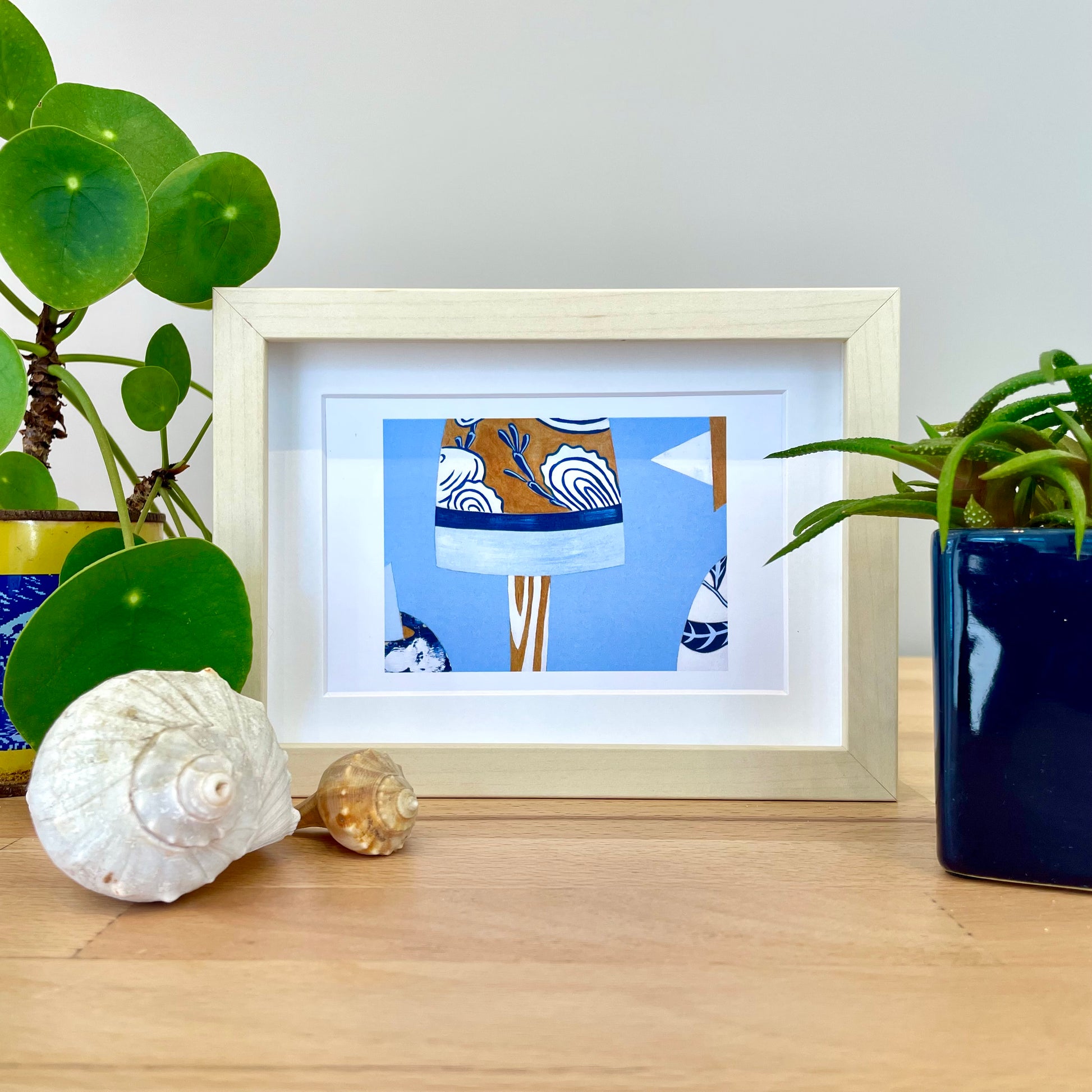 Blue Oyster Buoys Blonde Shadowbox Framed Print by Keith MacLelland - 6 x 8-in - Mellow Monkey