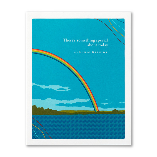 Positively Green Birthday Greeting Card - "There's something special about today." - Kunio Kishida - Mellow Monkey