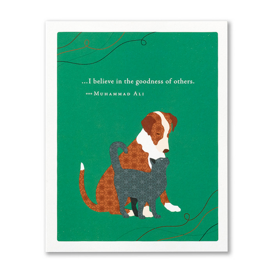 Positively Green Thank You Greeting Card - "...I believe in the goodness of others." - Muhammad Ali - Mellow Monkey
