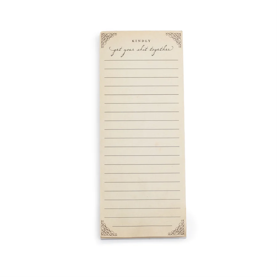 Kindly Get Your Shit Together - Skinny Notepad - 4-in x 10-in - Mellow Monkey