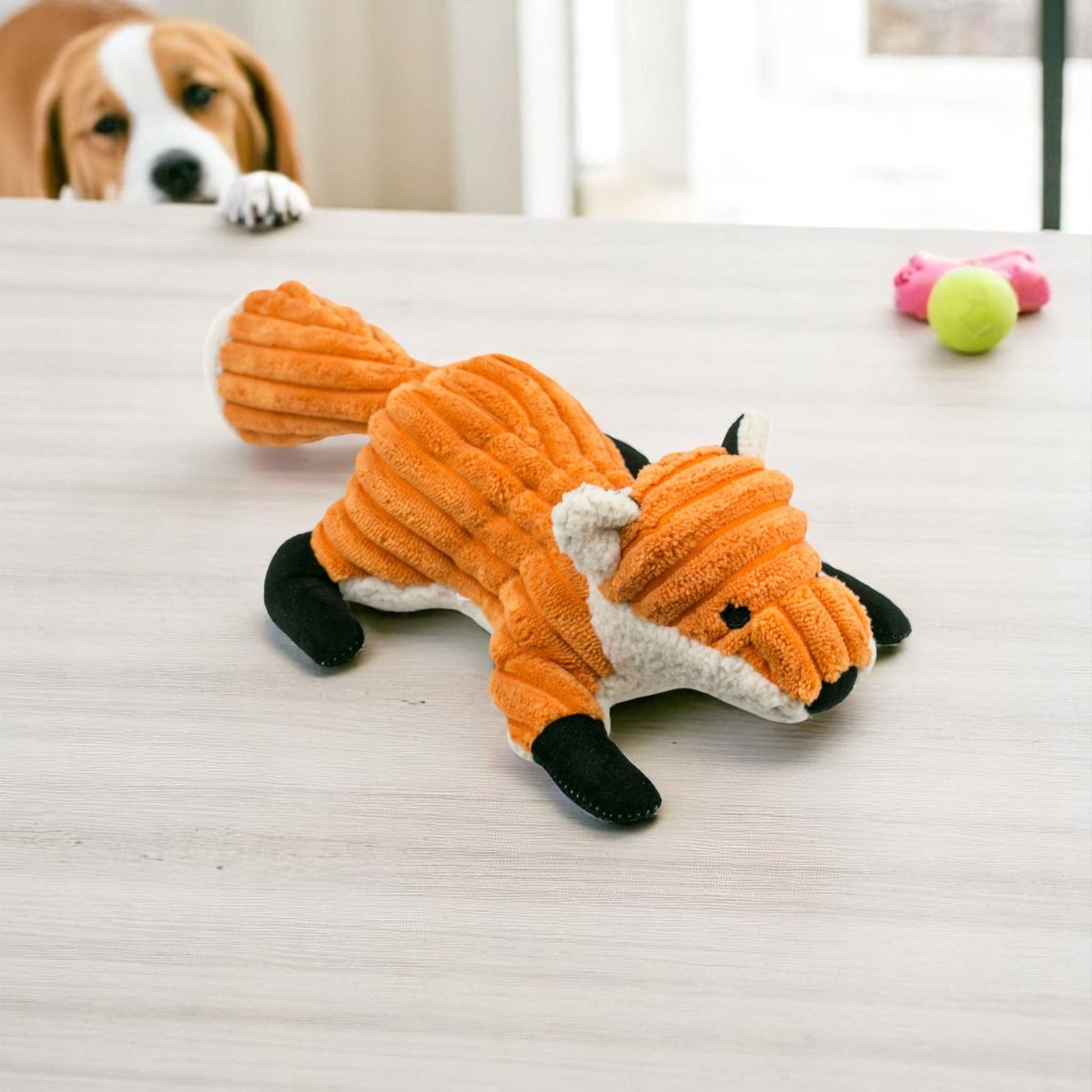 Plush Fox Squeaker Dog Toy - 12-in - Mellow Monkey