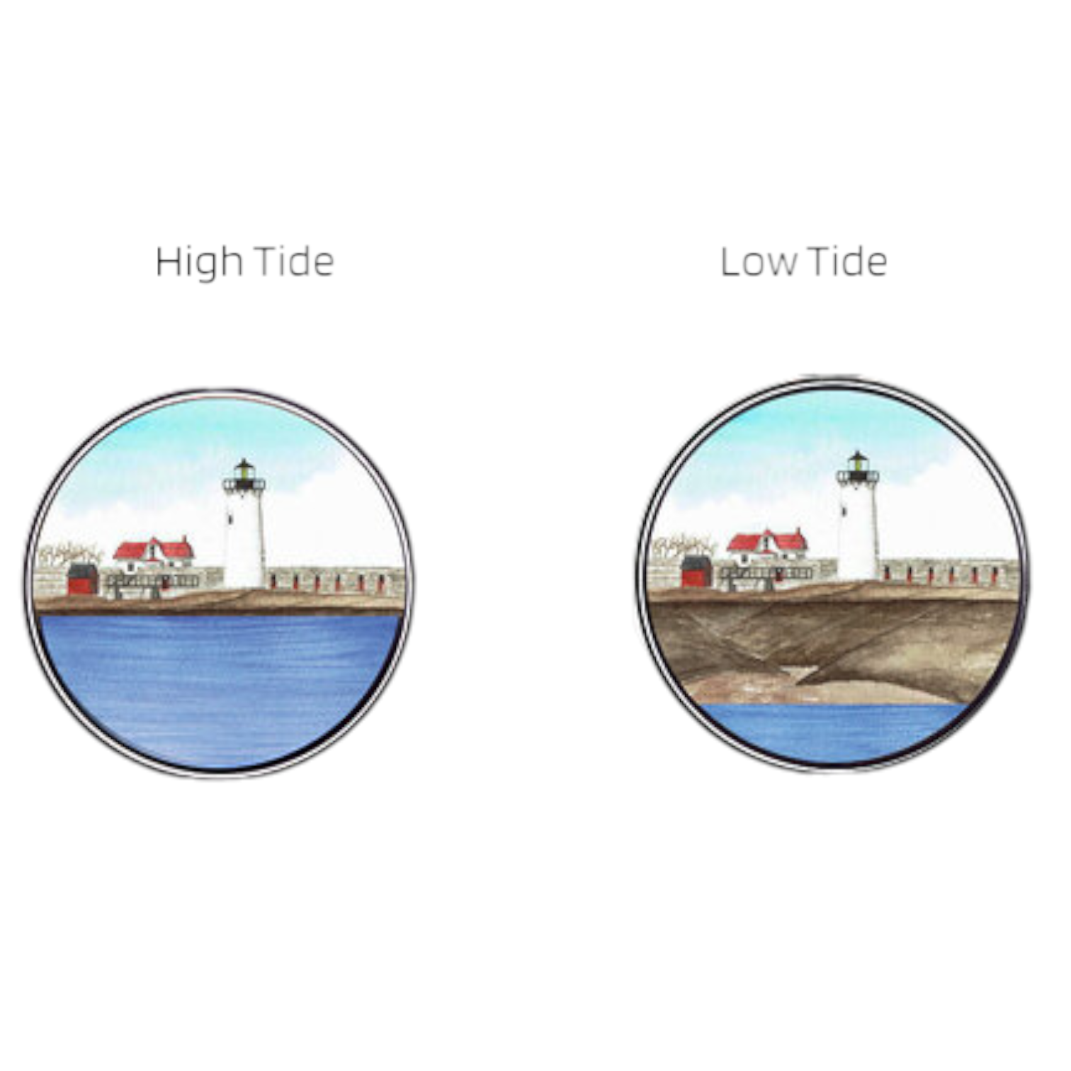 Tidepieces - Portsmouth Harbor Light Tide Clock - Black Flat Panel - Mellow Monkey