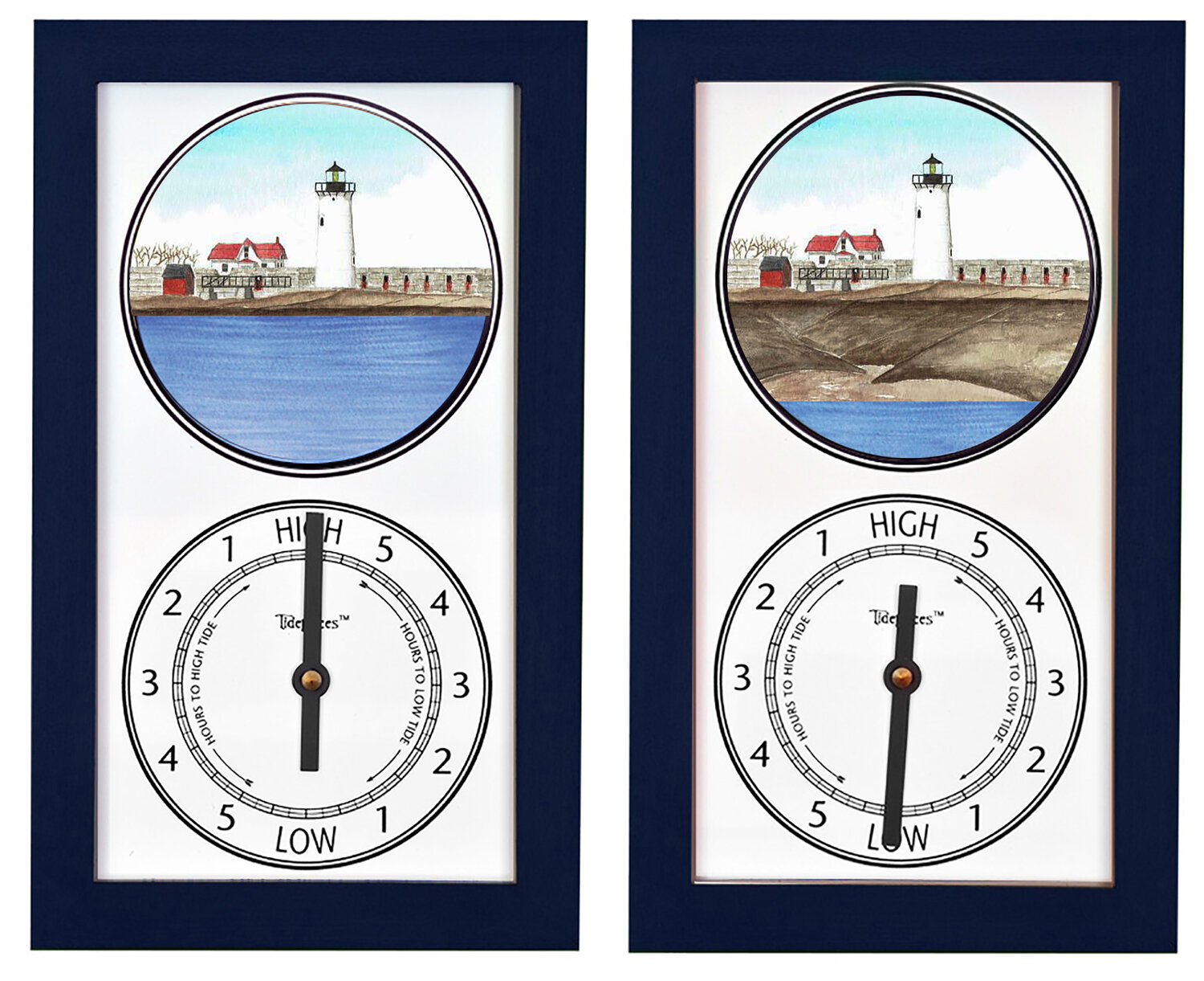 Tidepieces by Alan Winick - Portsmouth Harbor Light New Hampshire - NAVY Tide Clock - Mellow Monkey