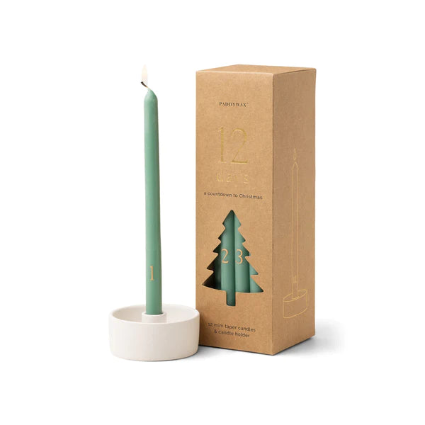 Cypress + Fir Taper 12 Days of Christmas Countdown Candle Set - Mellow Monkey
