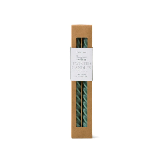 Evergreen Twisted Taper Candles - 16-in - Mellow Monkey