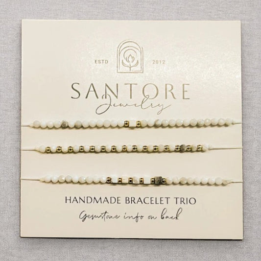 Howlite - Santore Petite Trio Adjustable Thread Bracelet - Mellow Monkey