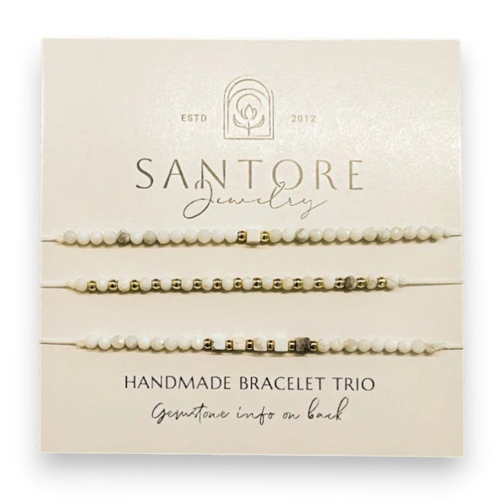 Howlite - Santore Petite Trio Adjustable Thread Bracelet - Mellow Monkey