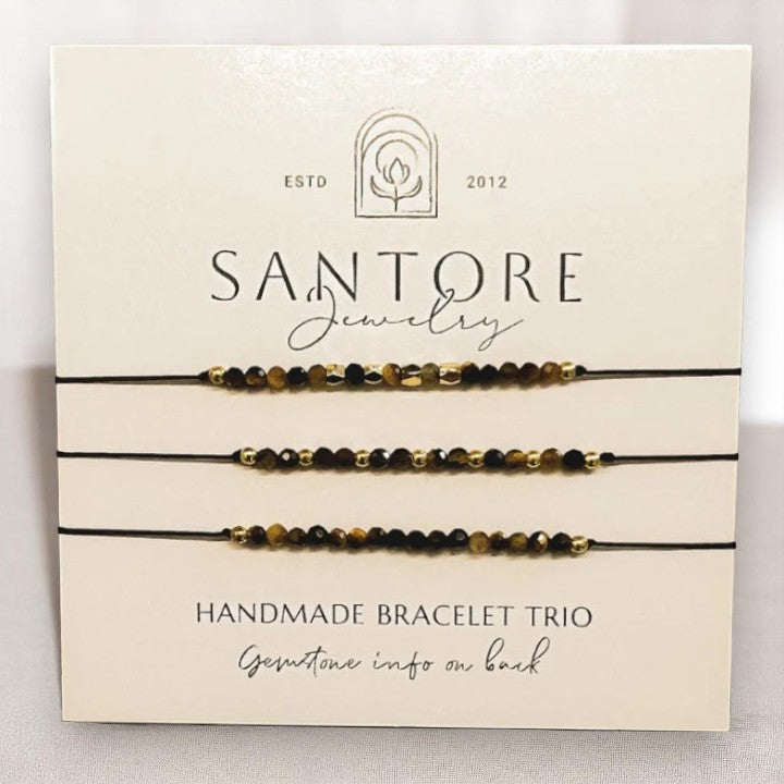 Tiger Eye - Santore Petite Trio Adjustable Thread Bracelet - Mellow Monkey