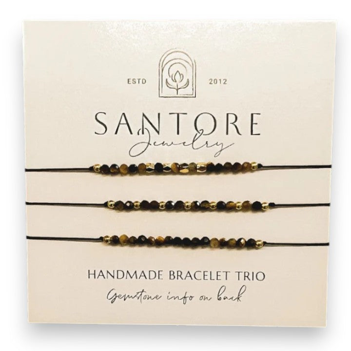 Tiger Eye - Santore Petite Trio Adjustable Thread Bracelet - Mellow Monkey