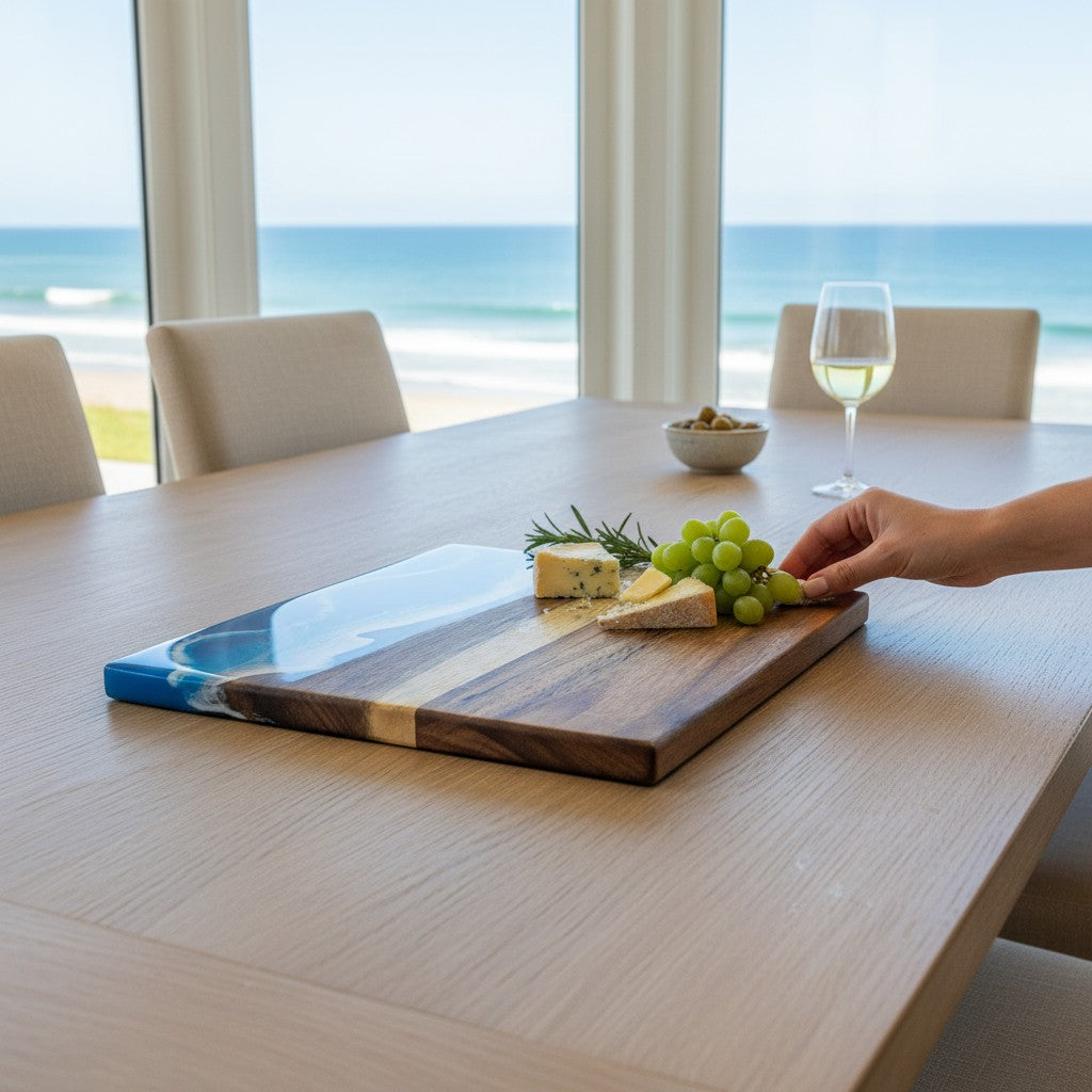 Mini Acacia Cheese Board - Ocean (Deeper Blues) - Mellow Monkey