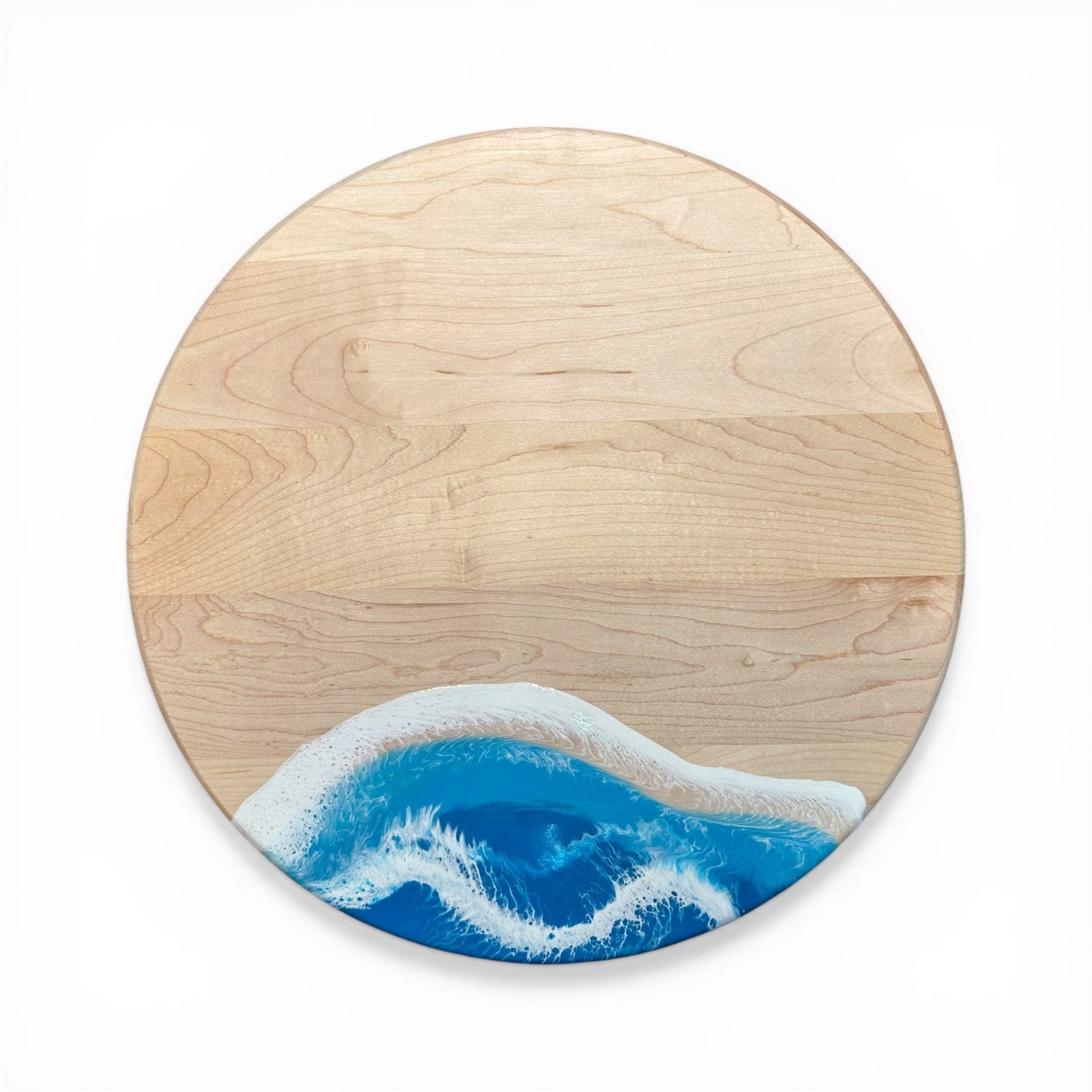 Madison Round Maple Cheese and Charcuterie Board 15-in - Maldives (Aqua Hues) - Mellow Monkey