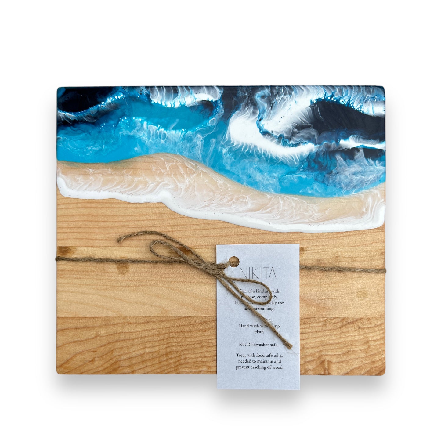 Ocean - Mini Maple Wood Cheese Board - 8-in x 7-in - A - Mellow Monkey