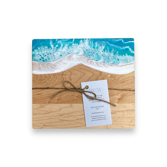 Maldives - Mini Maple Wood Cheese Board - 8-in x 7-in - D - Mellow Monkey