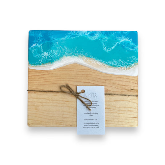 Maldives - Mini Maple Wood Cheese Board - 8-in x 7-in - A - Mellow Monkey