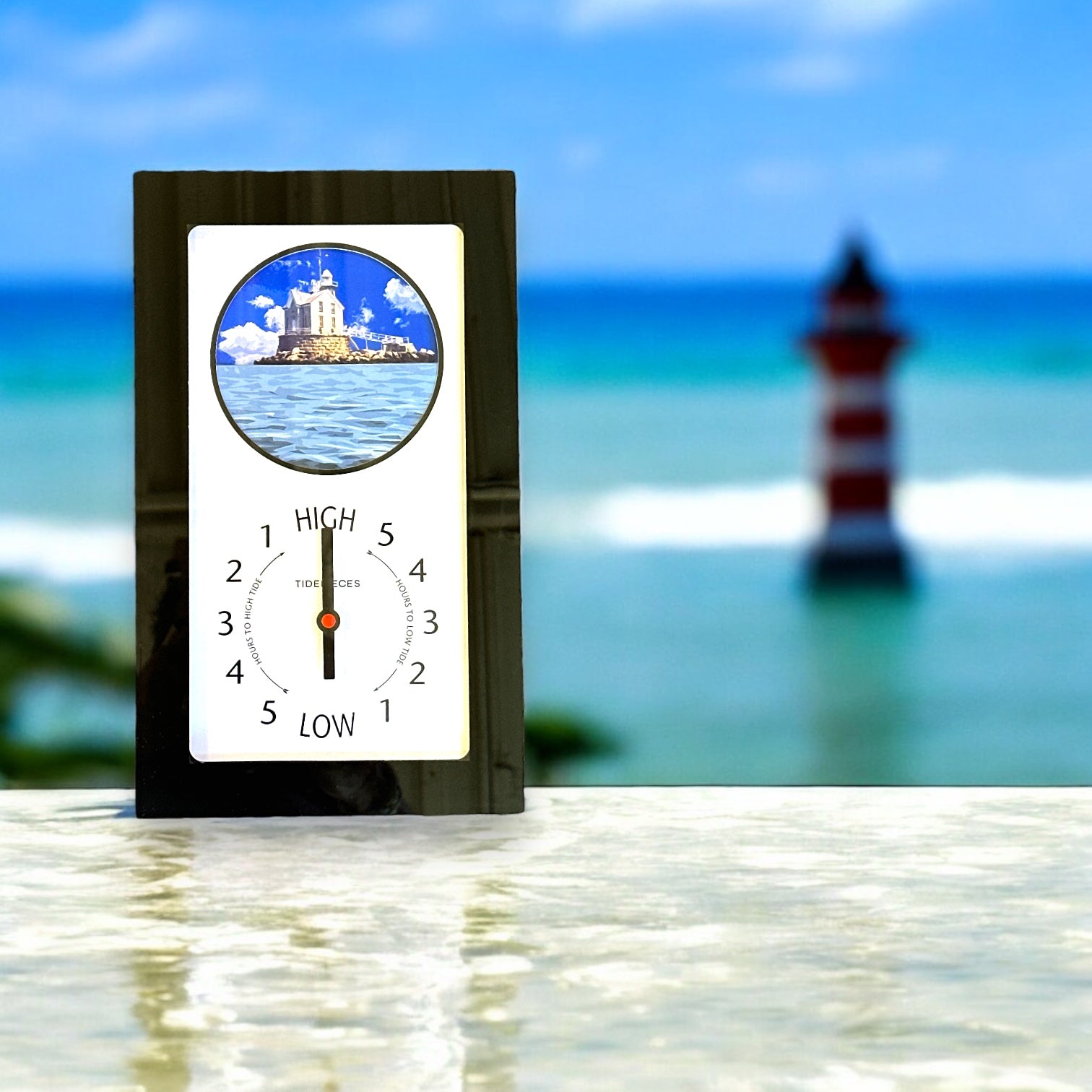 Tidepieces - Stratford Shoal (Middle Ground) Lighthouse Tide Clock - Black Flat Panel - Mellow Monkey