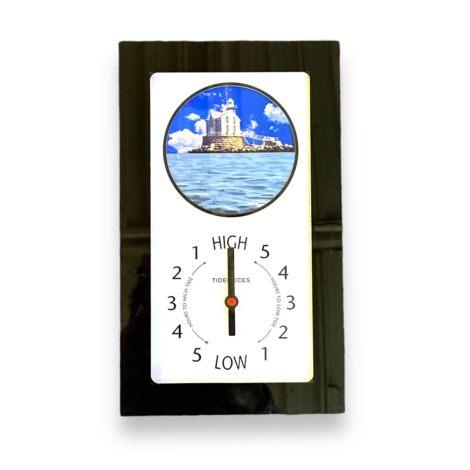 Tidepieces - Stratford Shoal (Middle Ground) Lighthouse Tide Clock - Black Flat Panel - Mellow Monkey