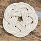 Nautical Sailor Knot Woven Rope Round Cotton Trivet 7-in - White - Mellow Monkey