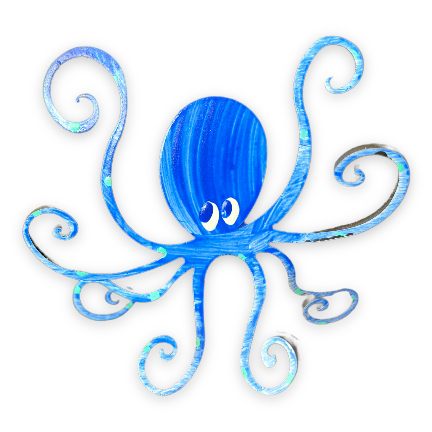 Octopus (Small-Dark Blue) Hand Painted Freestanding Metal Figurine - 3-1/2-in - Mellow Monkey