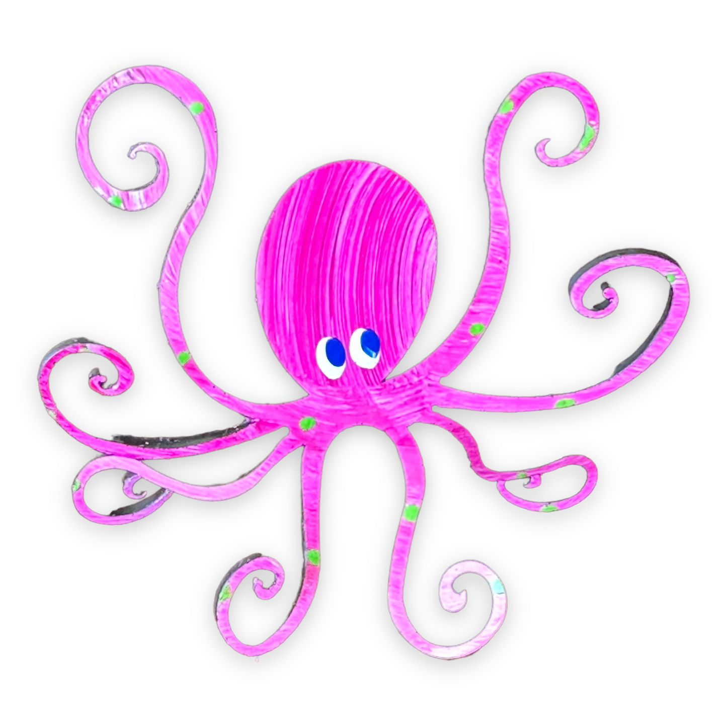 Octopus (Small-Pink) Hand Painted Freestanding Metal Figurine - 3-1/2-in - Mellow Monkey