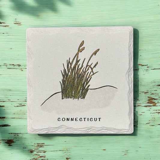 Sea Grass - Ceramic Connecticut Coaster - 4-1/4-in - Mellow Monkey