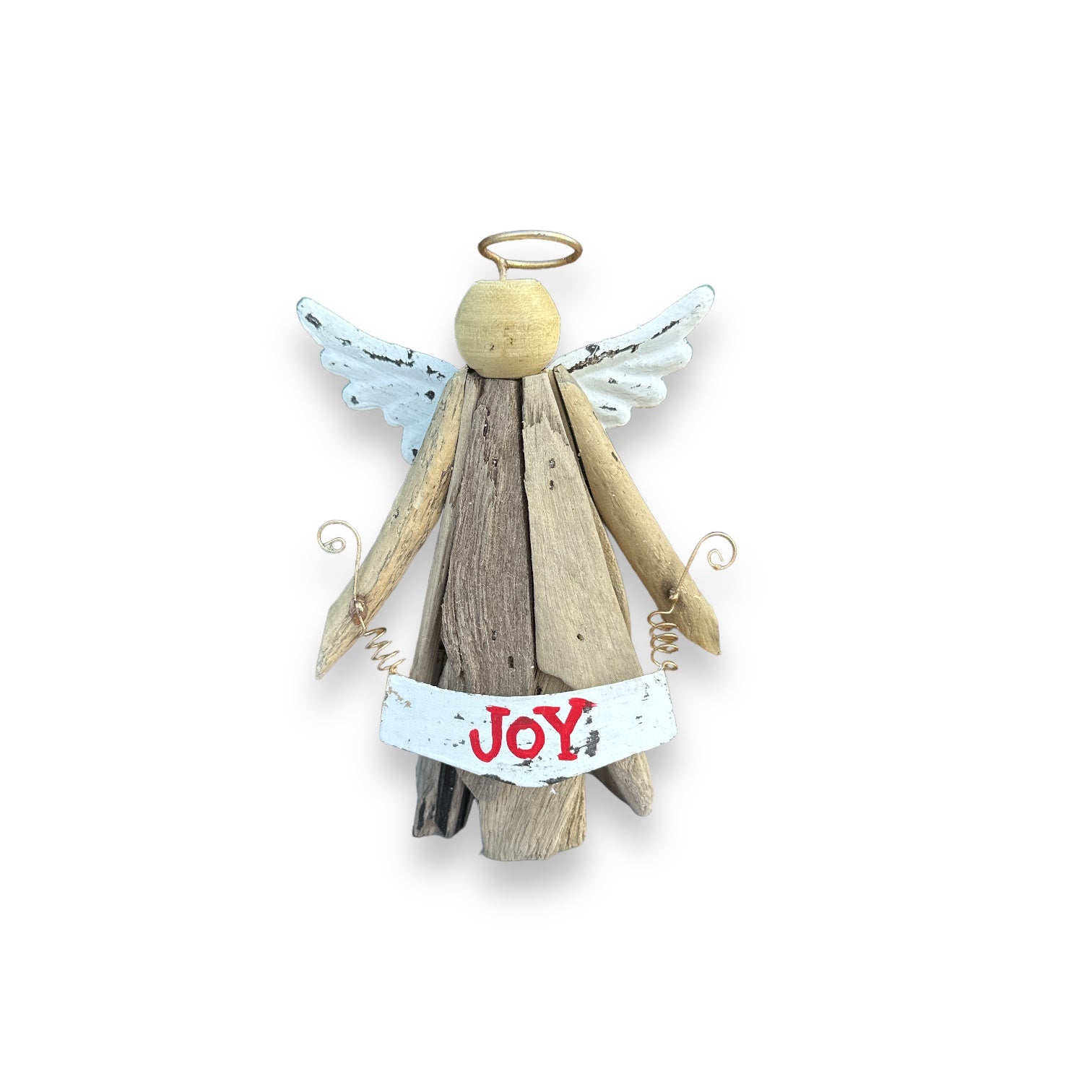 Driftwood Angel Statue - Joy - 6.5-in - Mellow Monkey