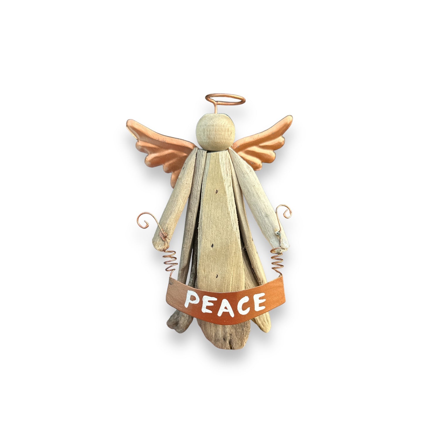 Driftwood Angel Statue - Peace - 6.5-in - Mellow Monkey