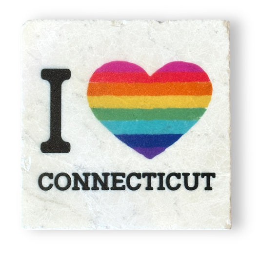 I Heart Connecticut Rainbow Pride Coaster - 4-in - Mellow Monkey