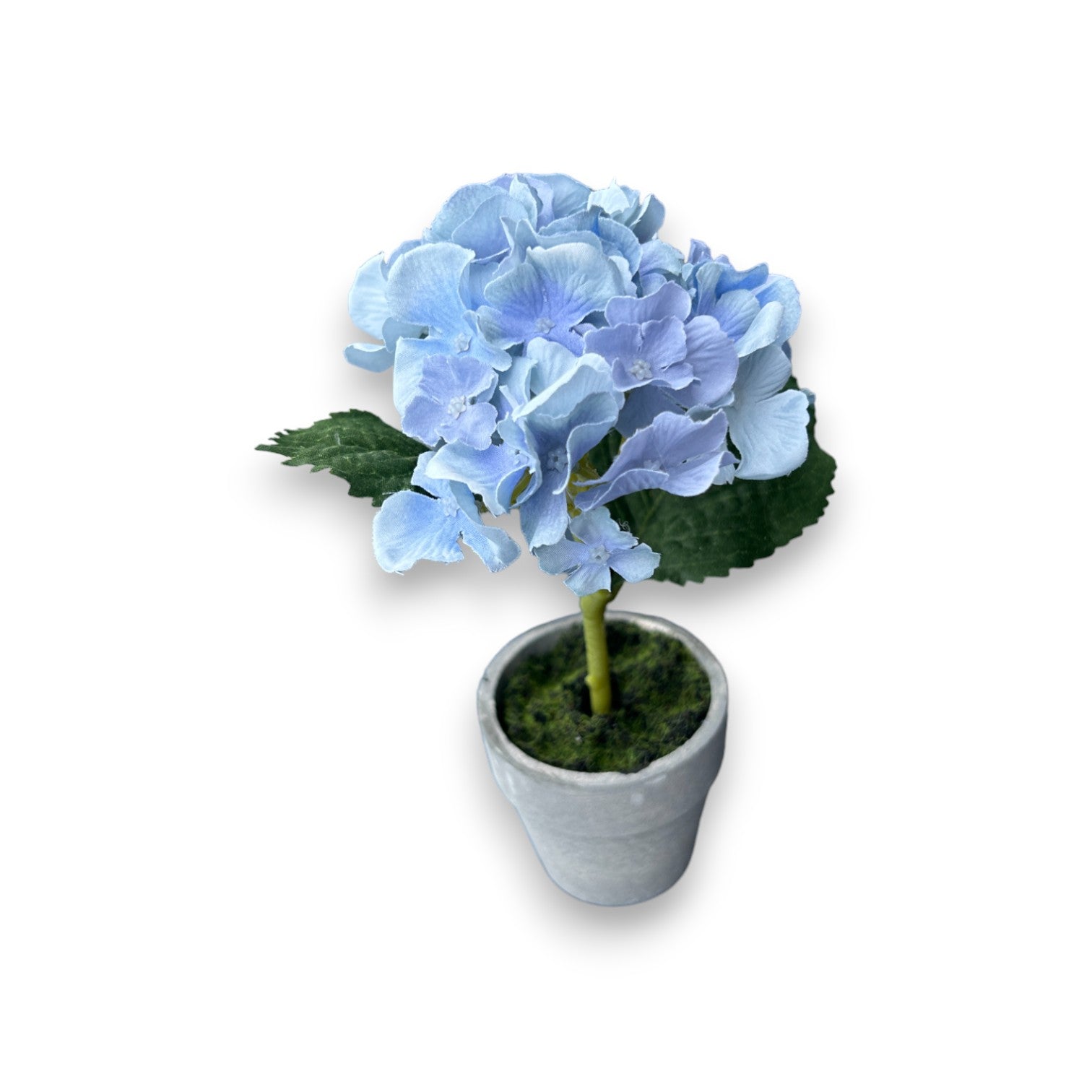fake hydrangea potted plant Faux Potted Blue Hydrangea