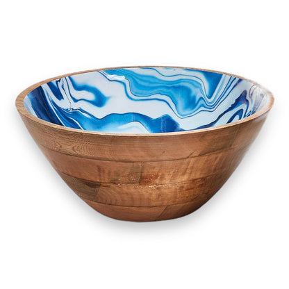 Blue Aptware Mango Wooden Bowl - Mellow Monkey