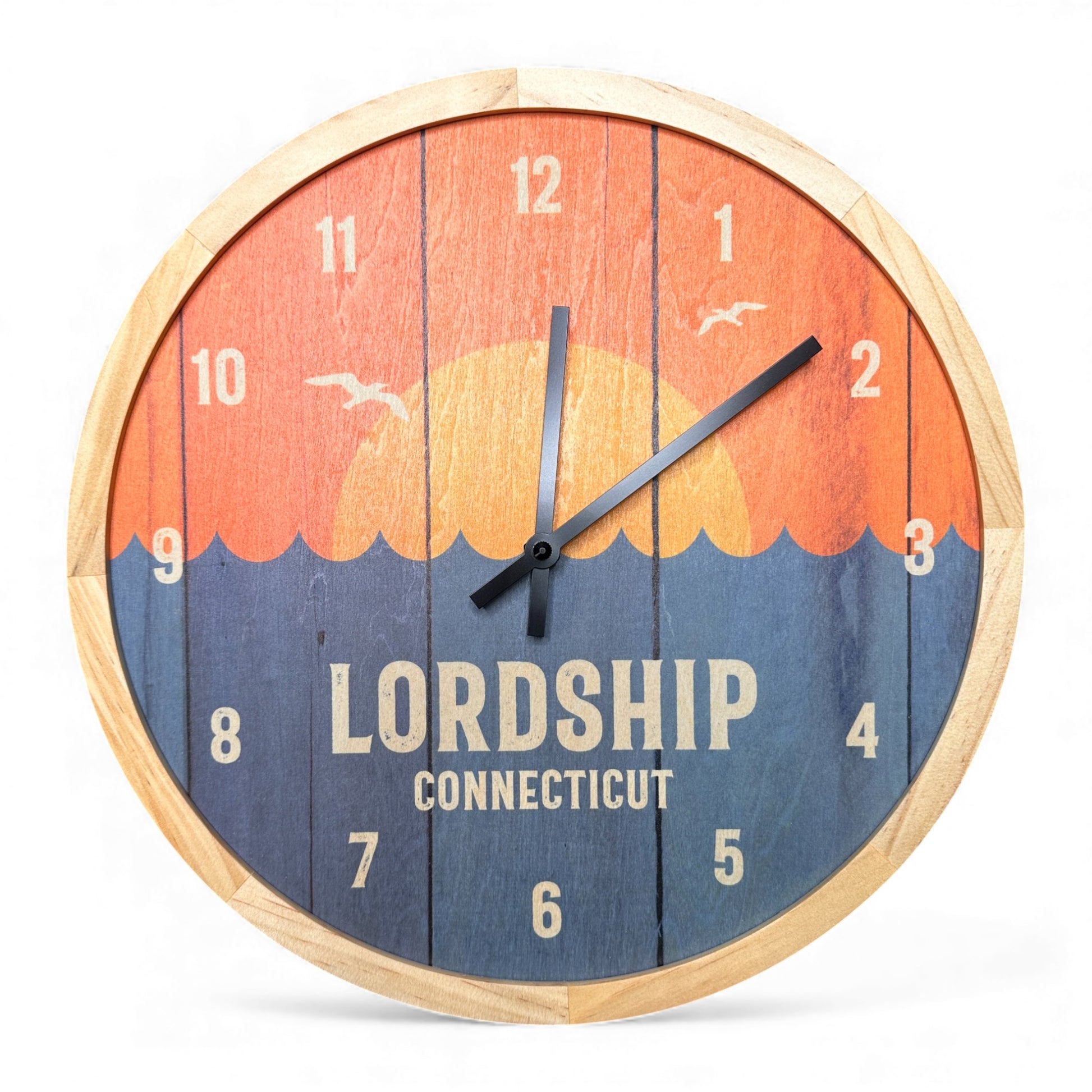 Lordship Connecticut Sunrise Wall Clock - 12-in - Mellow Monkey