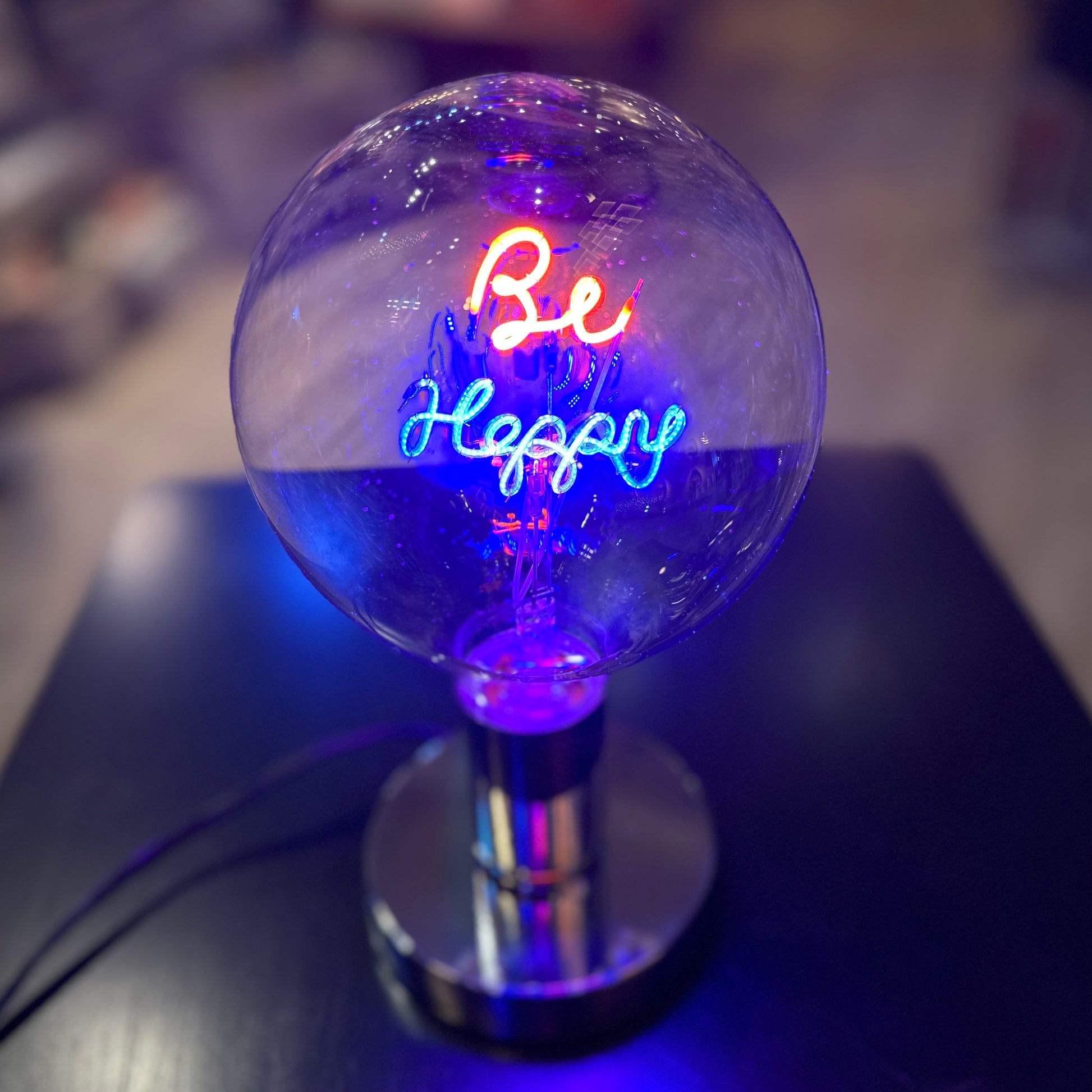 Be Happy - LED Text Oversized Light Bulb With Plug In Base - Mellow Monkey