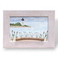Fayerweather Lighthouse Black Rock Bridgeport CT Sea Glass Birds on Watercolor Print - Framed - 7-1/2-in - Mellow Monkey
