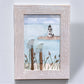 Breakwater Lighthouse Old Saybrook CT Sea Glass Birds on Watercolor Print - Framed - 7-1/2-in - Mellow Monkey