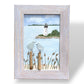 Fayerweather Lighthouse Black Rock Bridgeport CT Sea Glass Birds on Watercolor Print - Framed - 7-1/2-in - Mellow Monkey