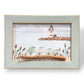 Breakwater Lighthouse Old Saybrook CT Sea Glass Birds on Watercolor Print - Framed - 7-1/2-in - Mellow Monkey
