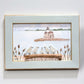 Penfield Reed Lighthouse Fairfield CT Sea Glass Birds on Watercolor Print - Framed - 7-1/2-in - Mellow Monkey