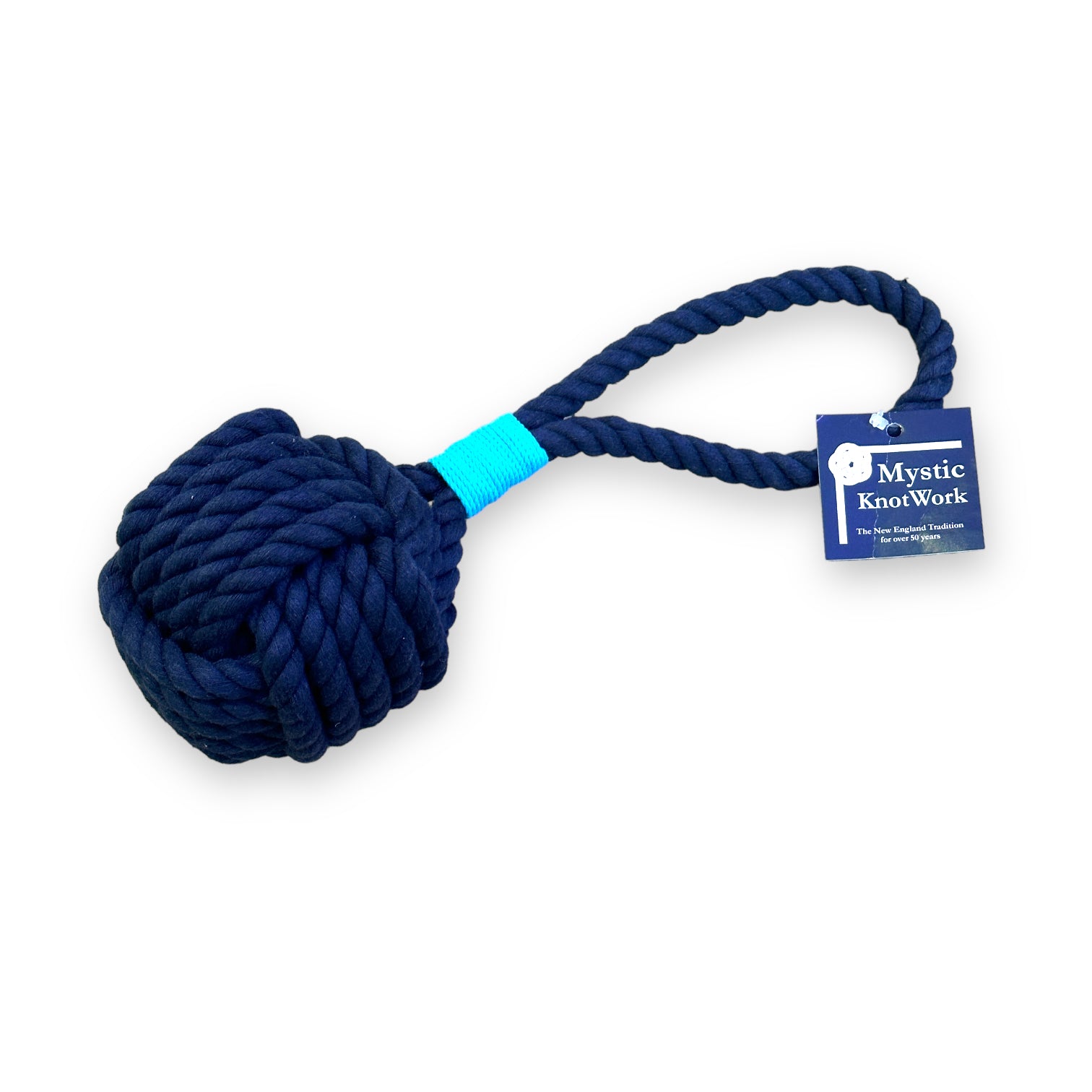 Monkey Fist Rope Dog Toy - Large - Navy Turquoise - Mellow Monkey