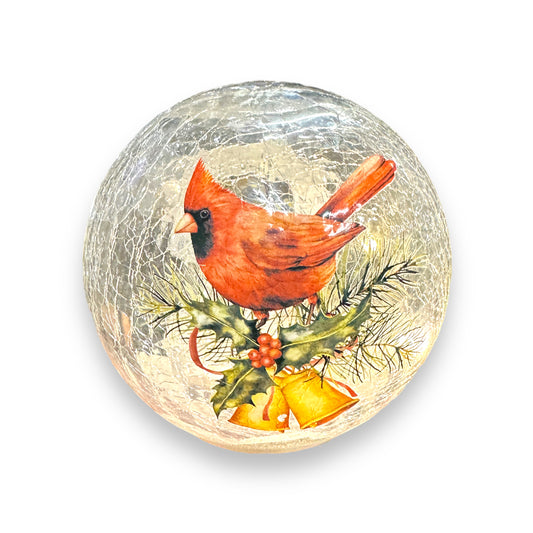LED Cardinal with Bells Glass Globe - 6-in - Mellow Monkey