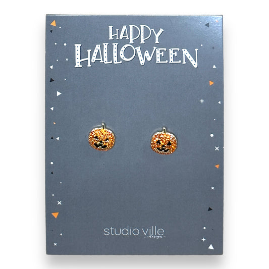 Halloween Jack-O-Lantern Stud Earrings