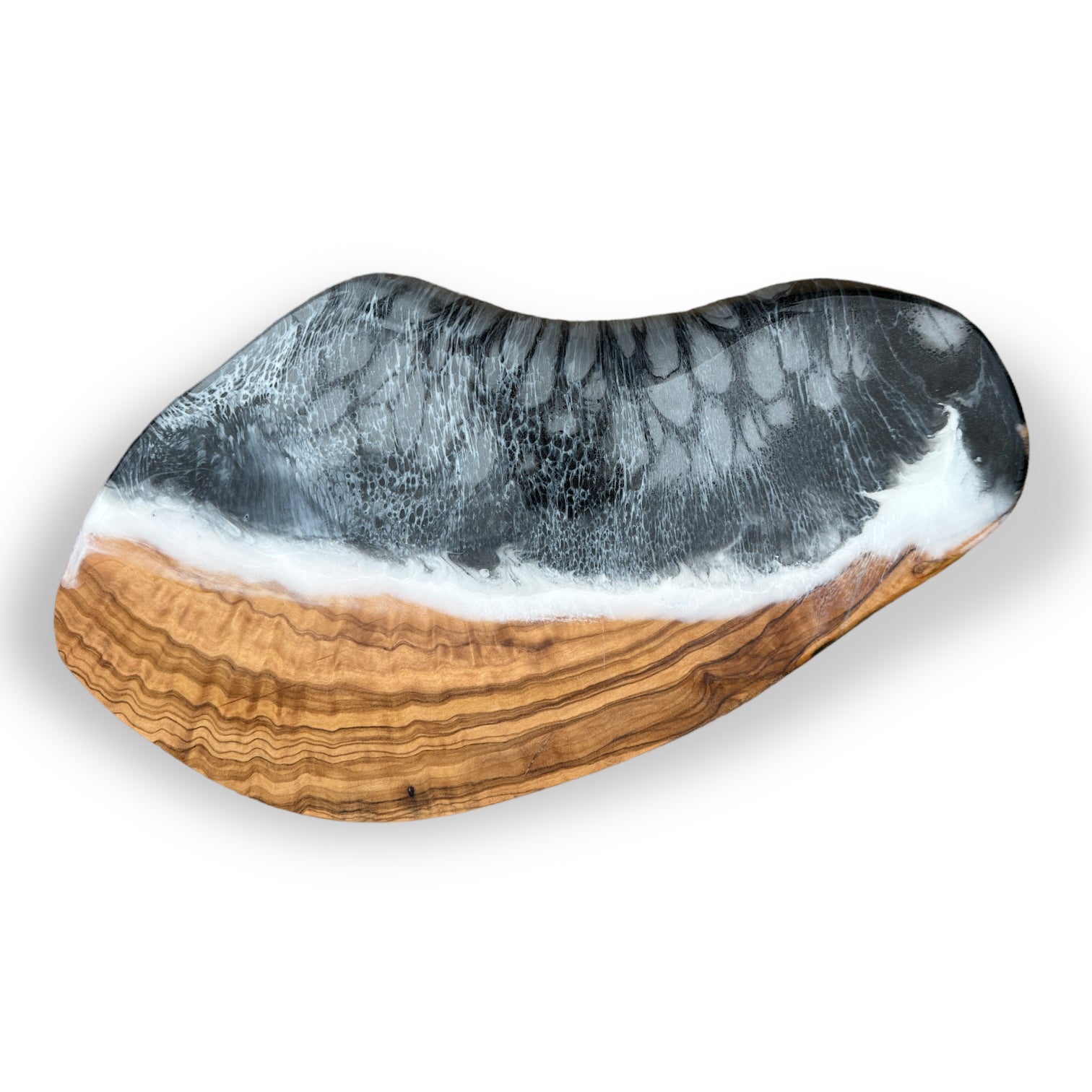 Small Olive Wood Oval Platter - Gray - Mellow Monkey