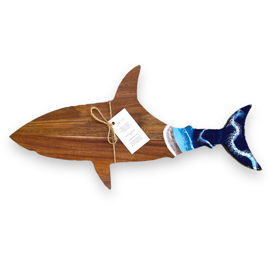 Shark-Cuterie and Cheese Board - Ocean - Acacia Wood Charcuterie Board - 21-in - E