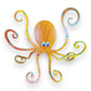 Octopus (Large-Orange) Hand Painted Freestanding Metal Figurine - 8-in - Mellow Monkey