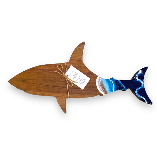 Shark-Cuterie and Cheese Board - Ocean - Acacia Wood Charcuterie Board - 21-in - F