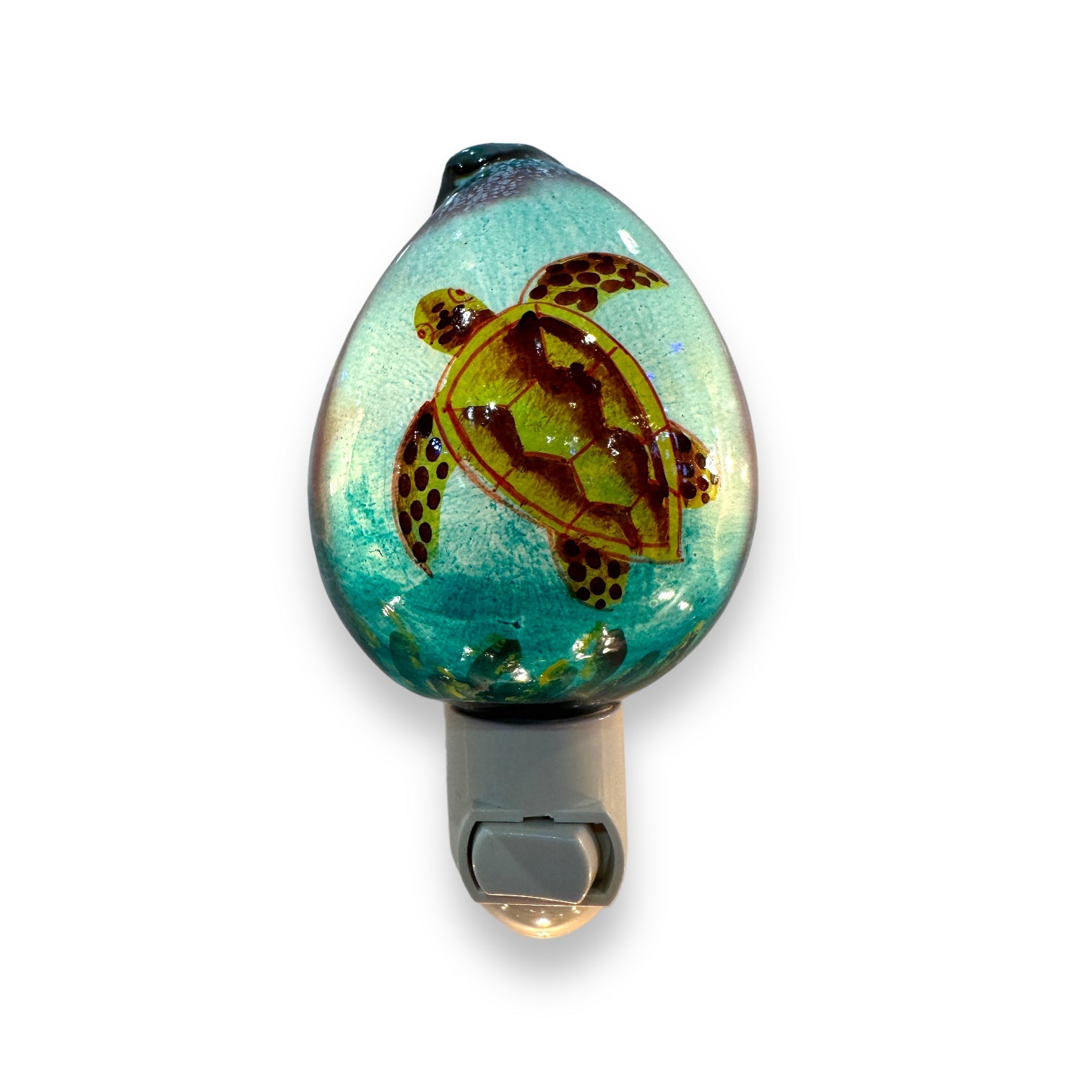 Sea Turtle in Water  - Cowrie Shell Painted Night Light - Mellow Monkey