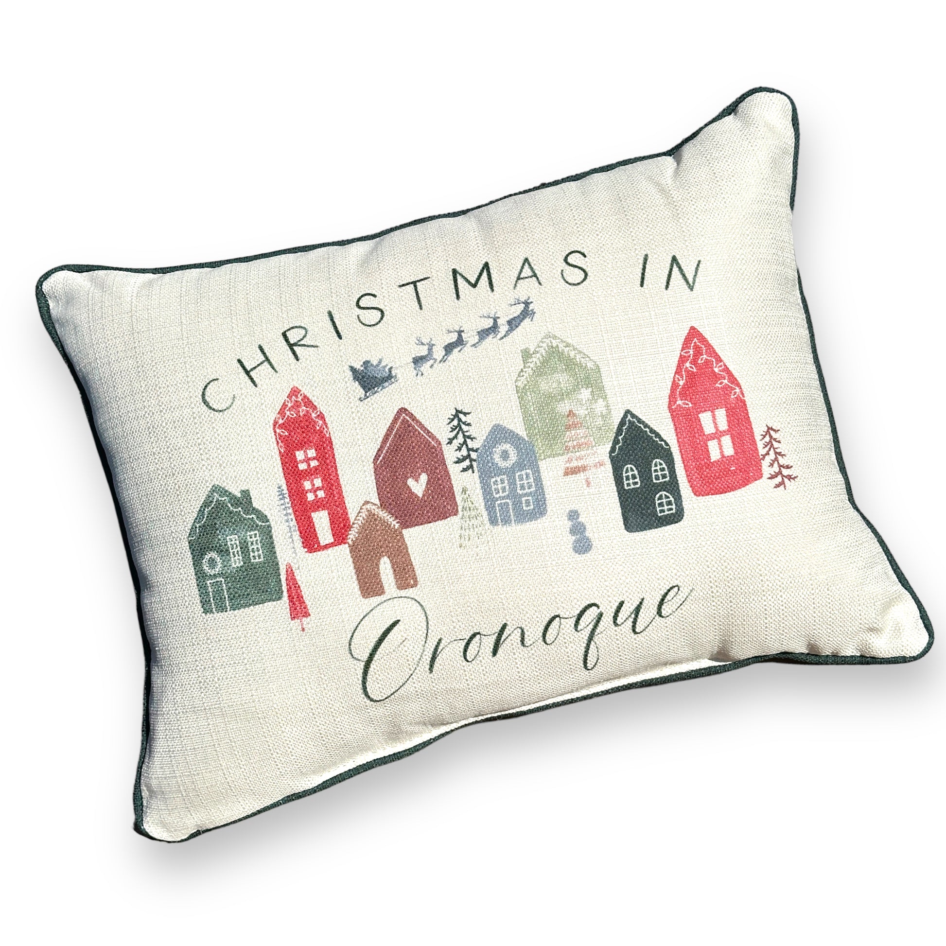 Christmas In Oronoque Throw Pillow with Evergreen Piping - 19-inch – Mellow  Monkey
