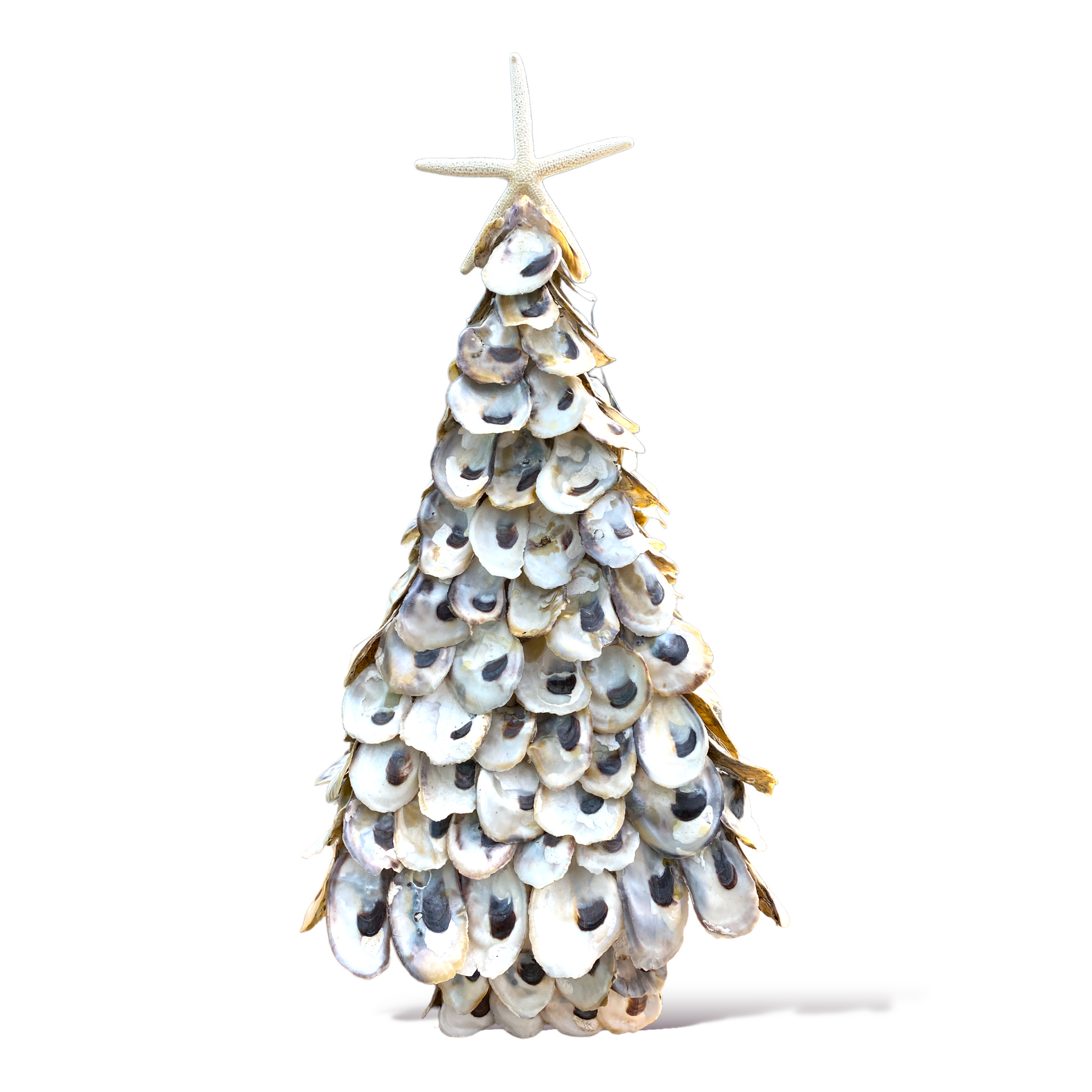 Oyster Shell Four Sided Pyramid Shaped Tree - 19-in - Mellow Monkey