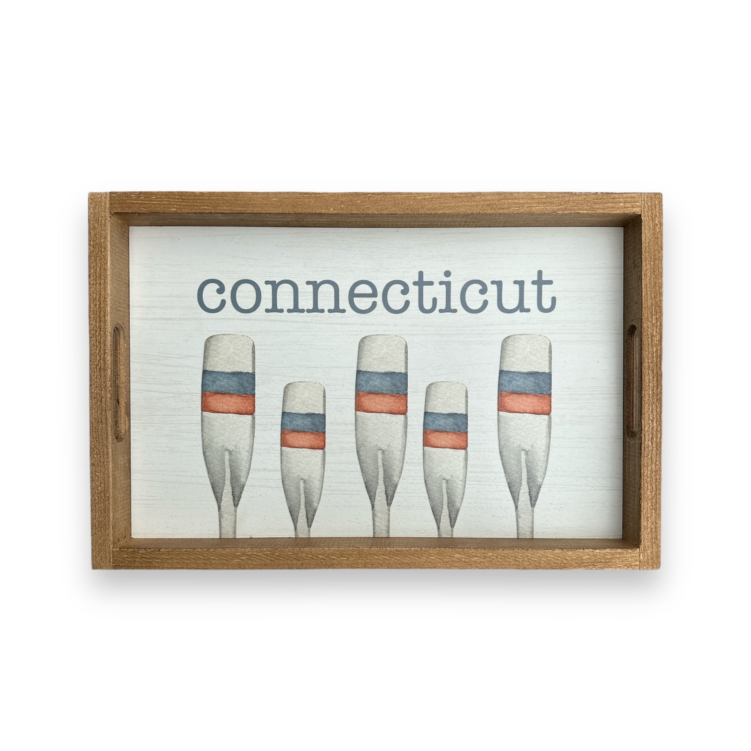 Connecticut Watercolor Oars Handcrafted Wood Serving Tray - 19-1/2-in - Mellow Monkey
