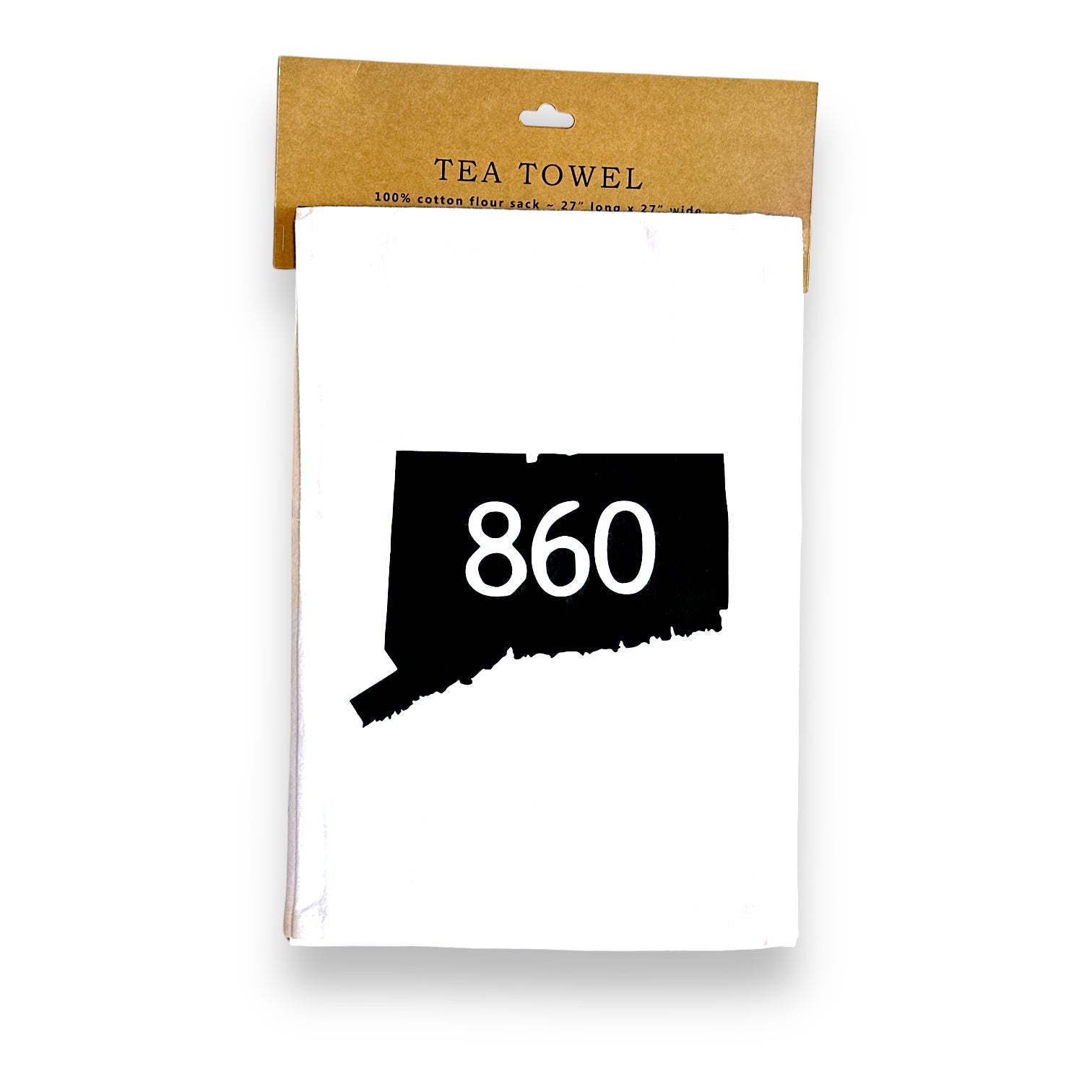 860 Area Code Connecticut Cotton Flour Sack Tea Towel - 27-in - Mellow Monkey