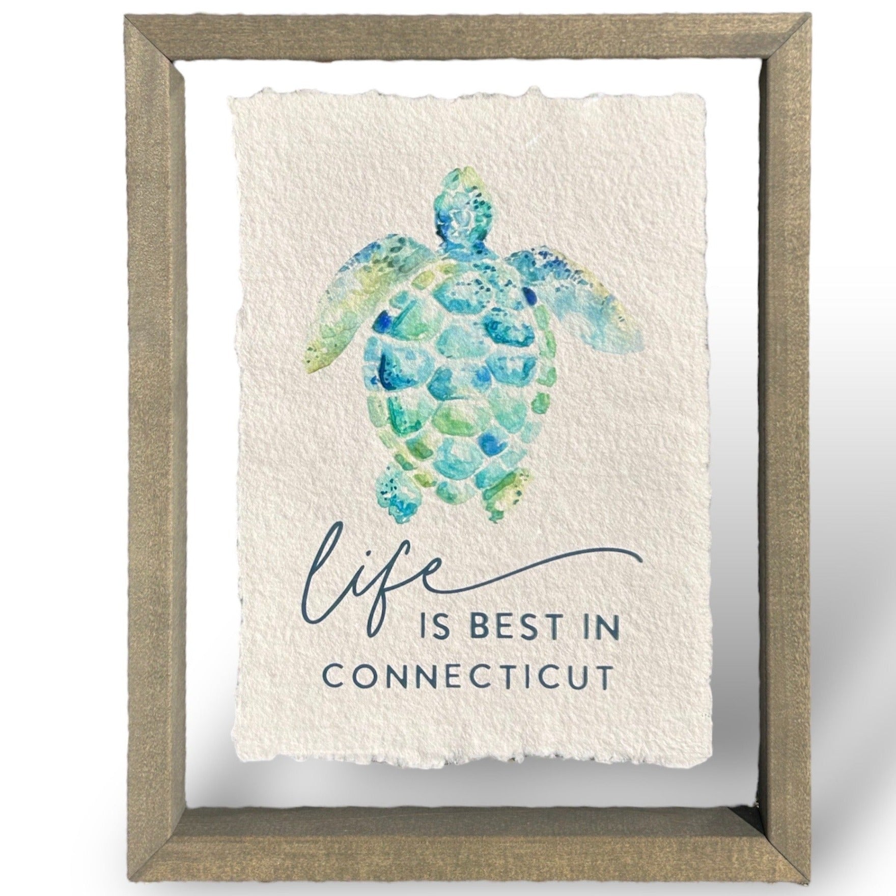 Life Is Best In Connecticut -  Floating Frame Art - 11" x 14" - Mellow Monkey